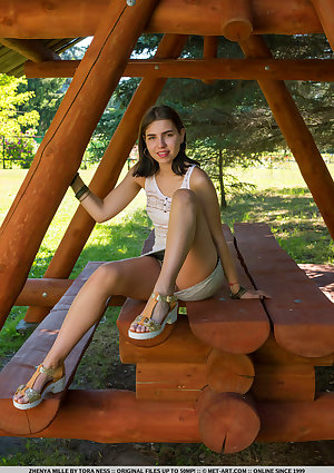 Zhenya Mille nude in erotic PICNIC TABLE gallery